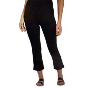 Lysse Women's Cropped Kick Flare Leggings Pants Small Black Split Hem Ankle